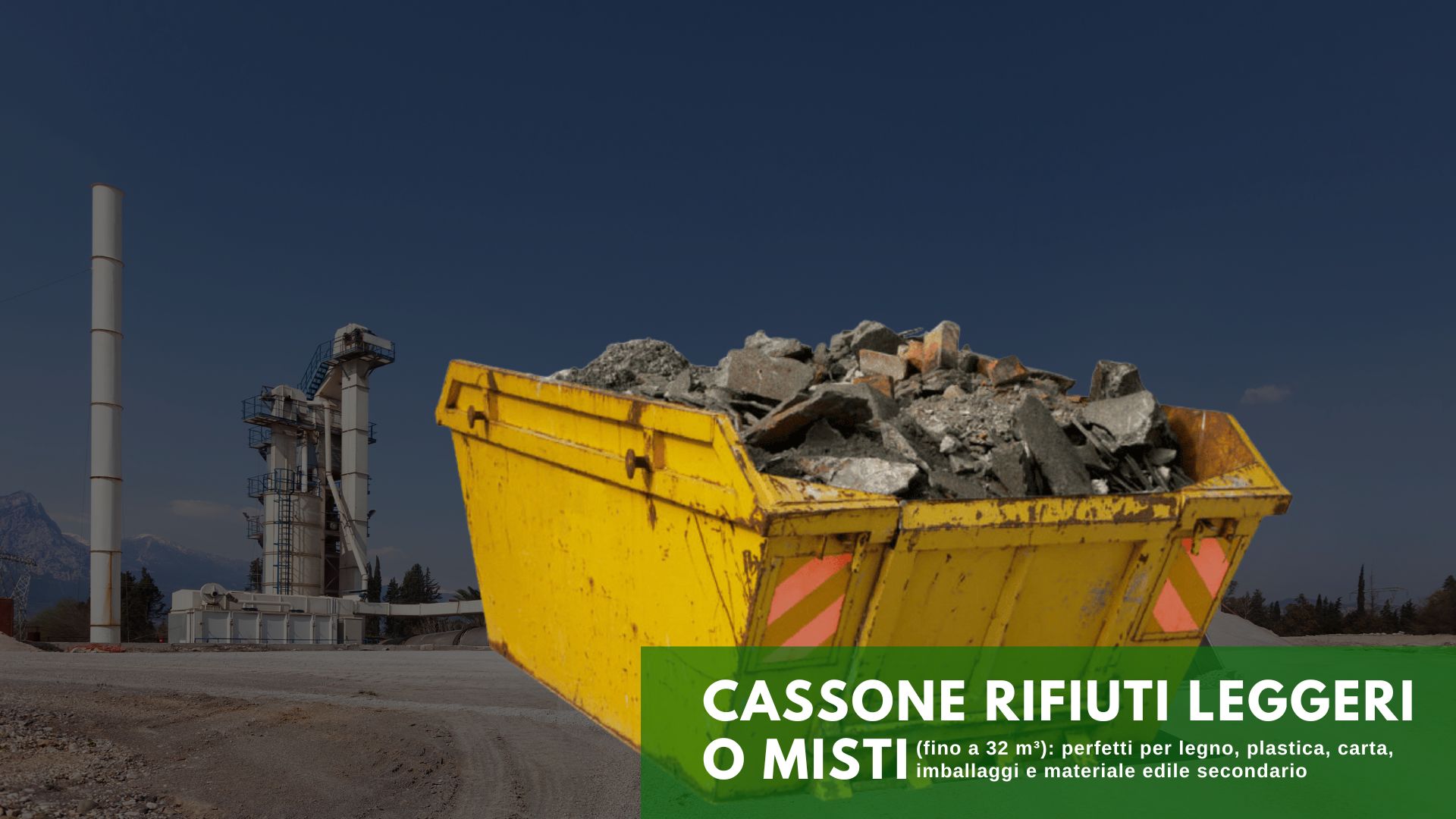 Cassone scarrabile per rifiuti leggeri o misti, perfetto per legno, plastica, carta e materiale edile secondario